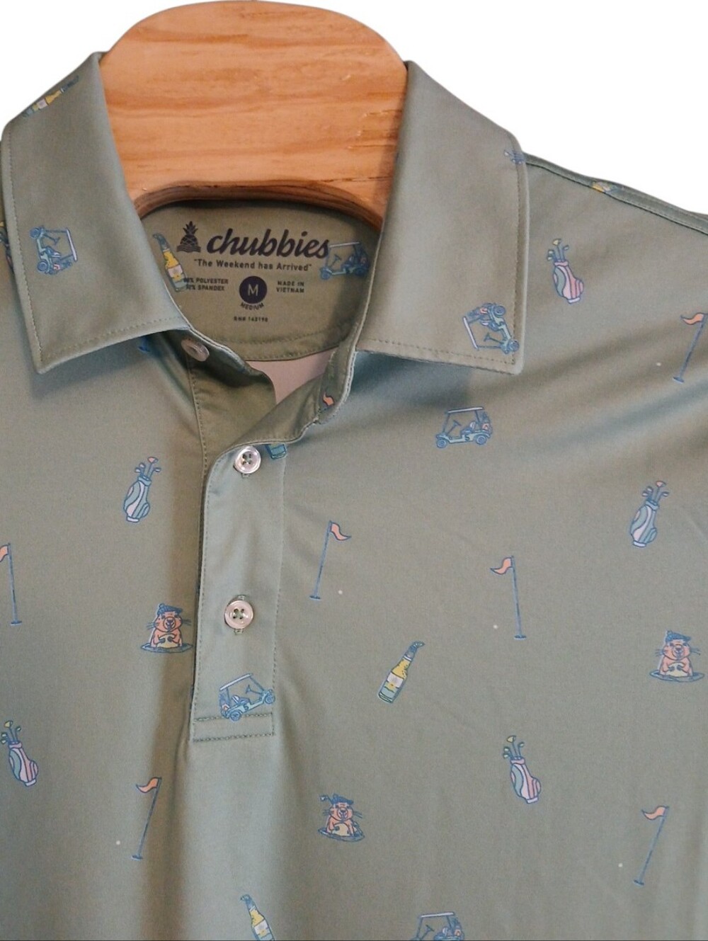 Chubbies "The Weekend Has Arrived" Performance Golf Theme Polo Mens Medium